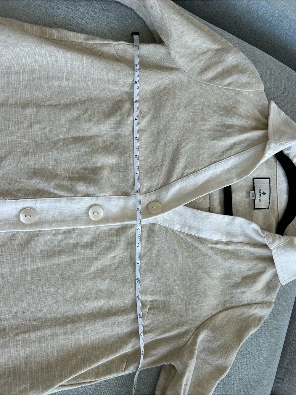 Tuckernuck Collier 100% Linen Colorblock Tunic Dress Champagne XXS
